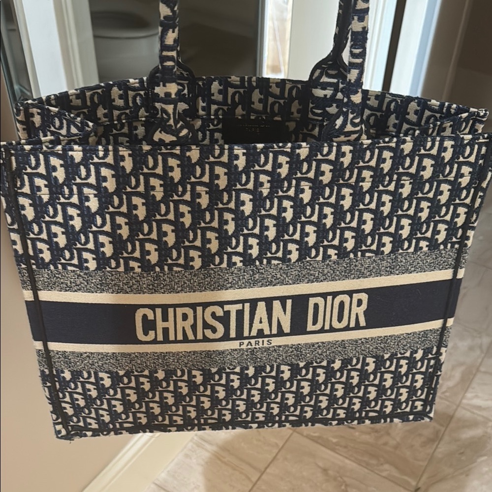Blue and Cream Tote Bag